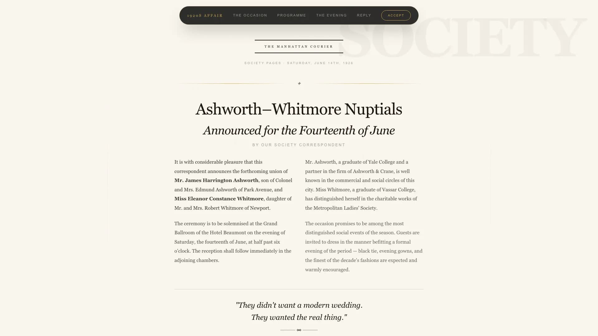 Deco — Immersive Themed Wedding Landing Page Template