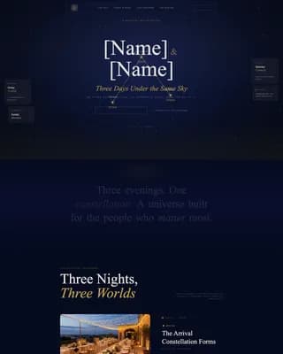Celestial - Three Days Under the Sky Wedding Landing Page Template