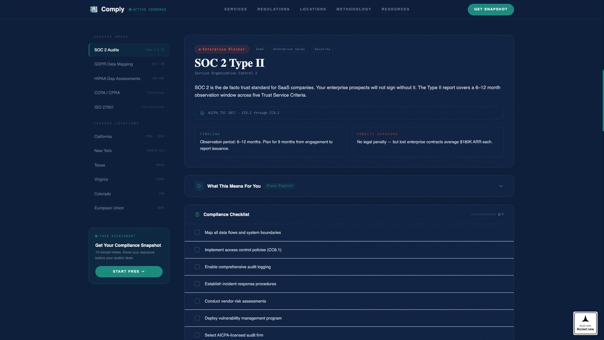 Comply - Authoritative Compliance Landing Page Template