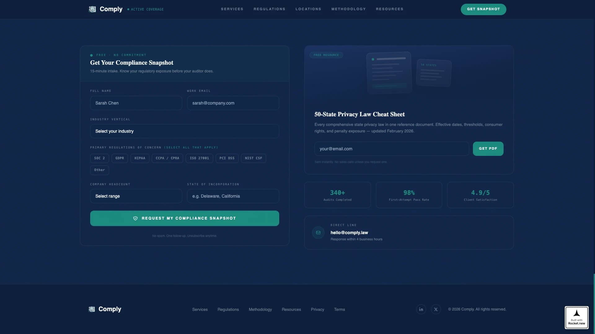 Comply - Authoritative Compliance Landing Page Template