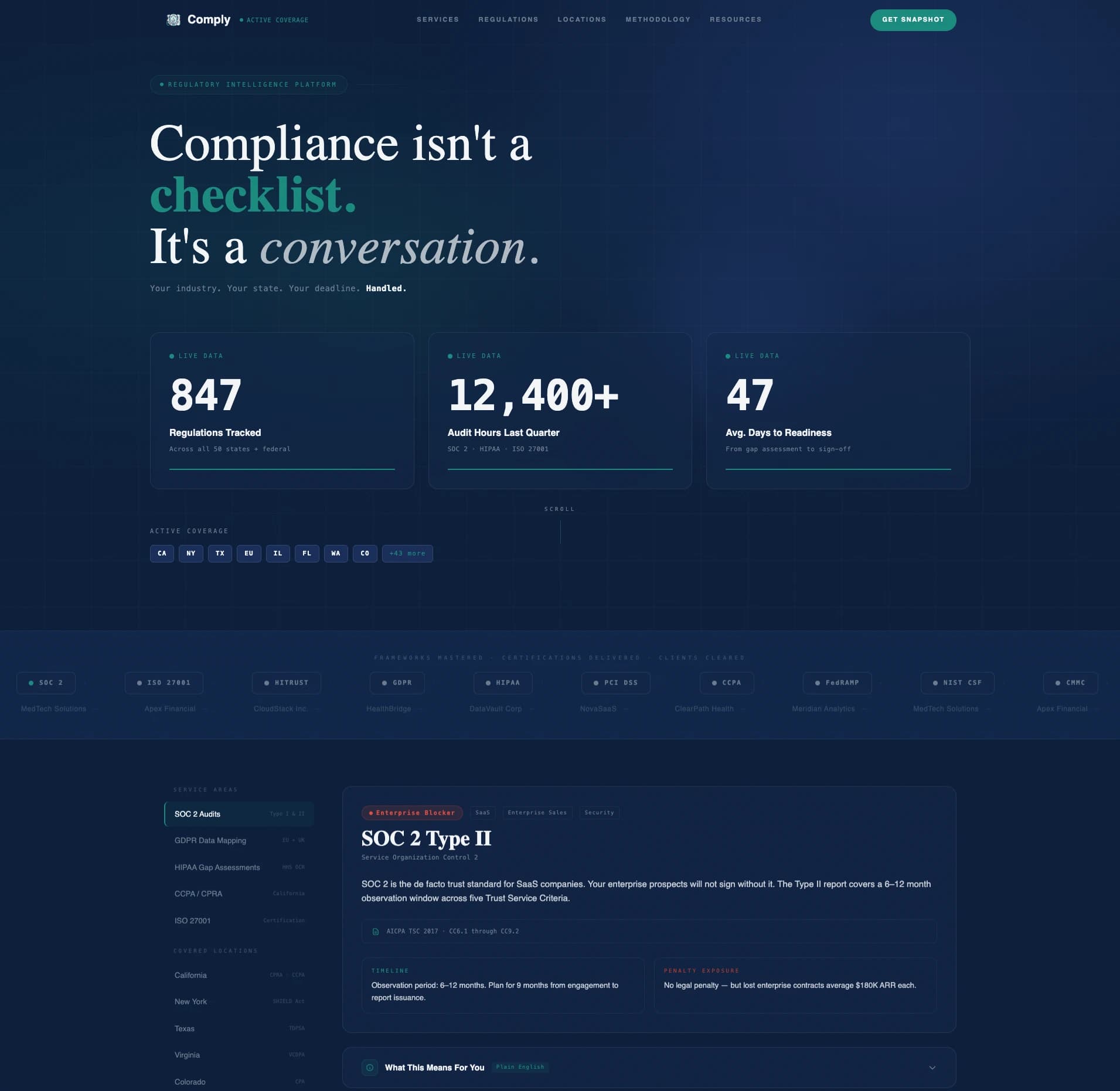 Comply — Smart Regulatory Software Landing Page Template
