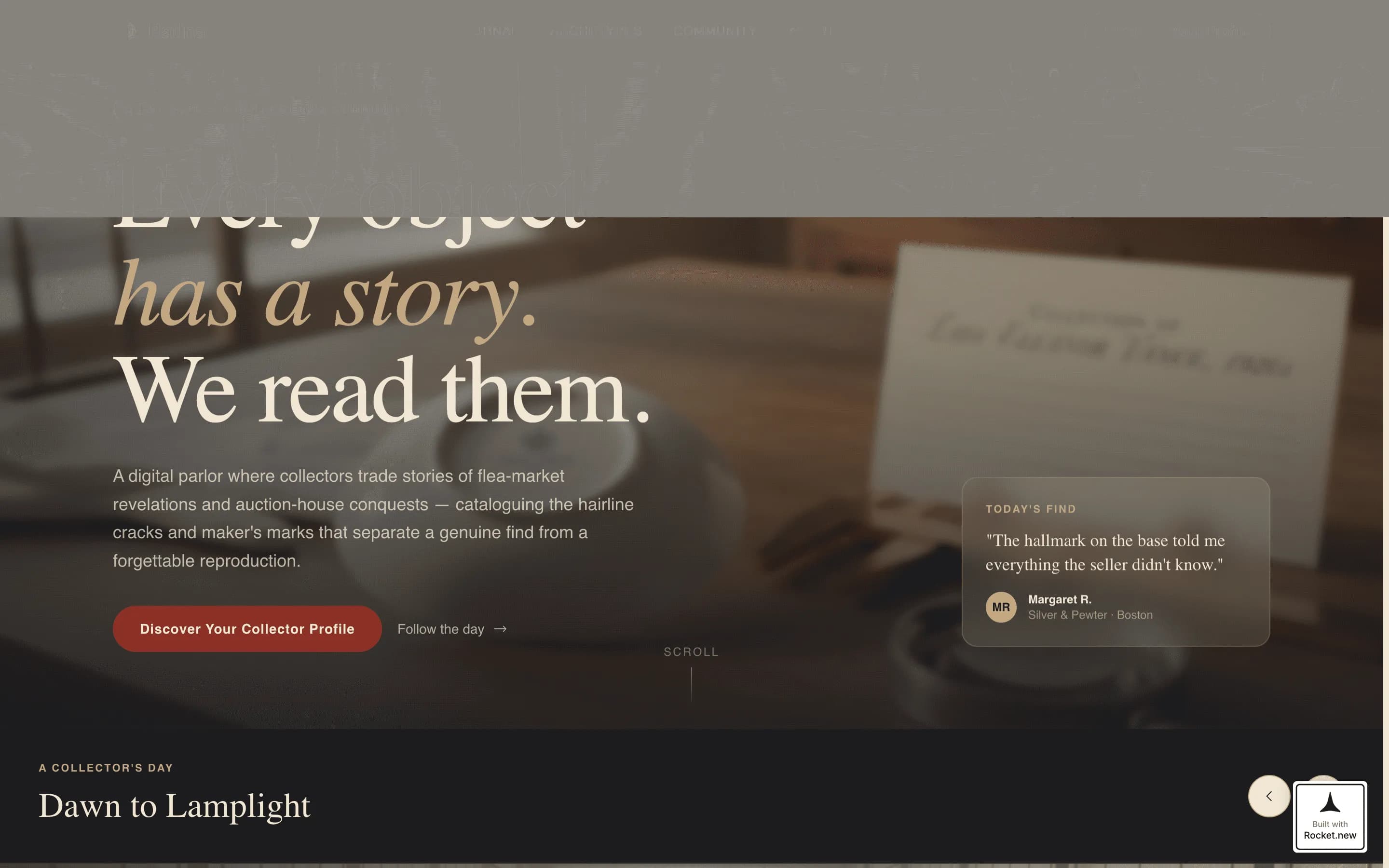 Patina - Refined Antiquecollecting Landing Page Template