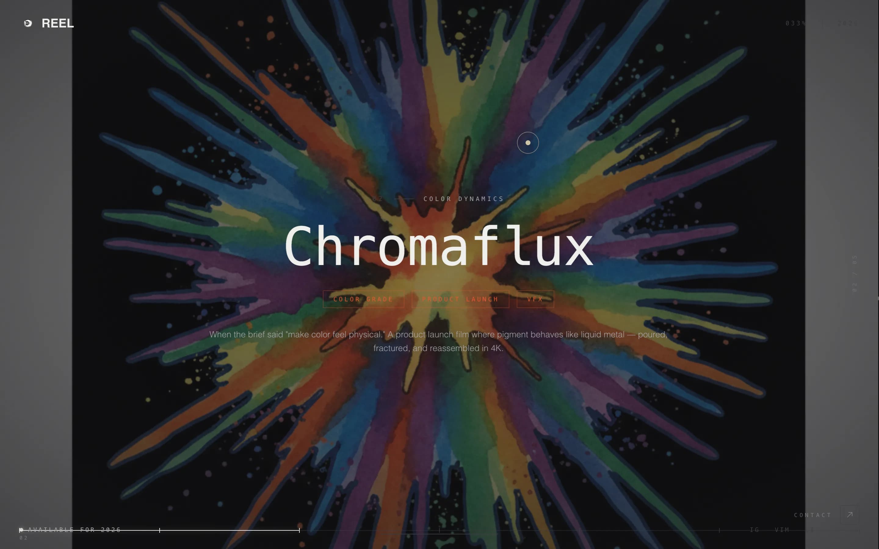 Reel - Cinematic Motiondesigner Landing Page Template