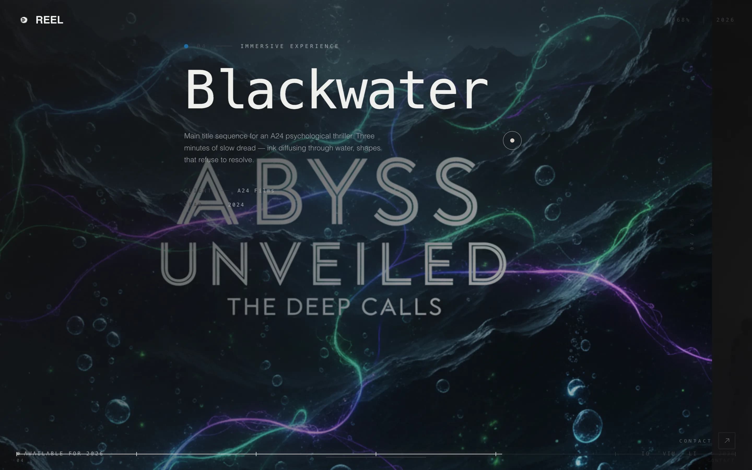 Reel - Cinematic Motiondesigner Landing Page Template