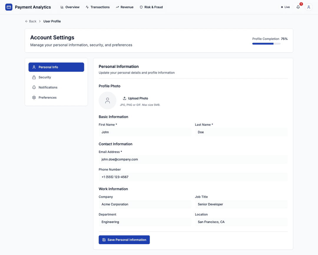 Payment Analytics Dashboard - DhiWise Image 1