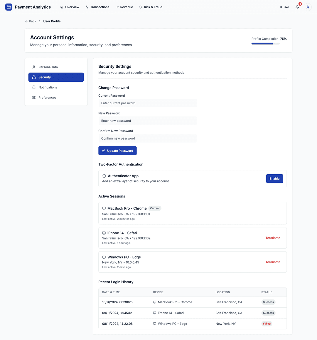 Payment Analytics Dashboard - DhiWise Image 8