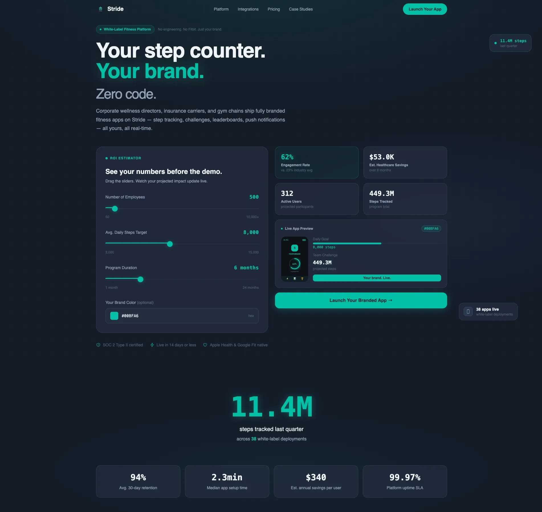 Stride - Powerful Fitnessapp Landing Page Template