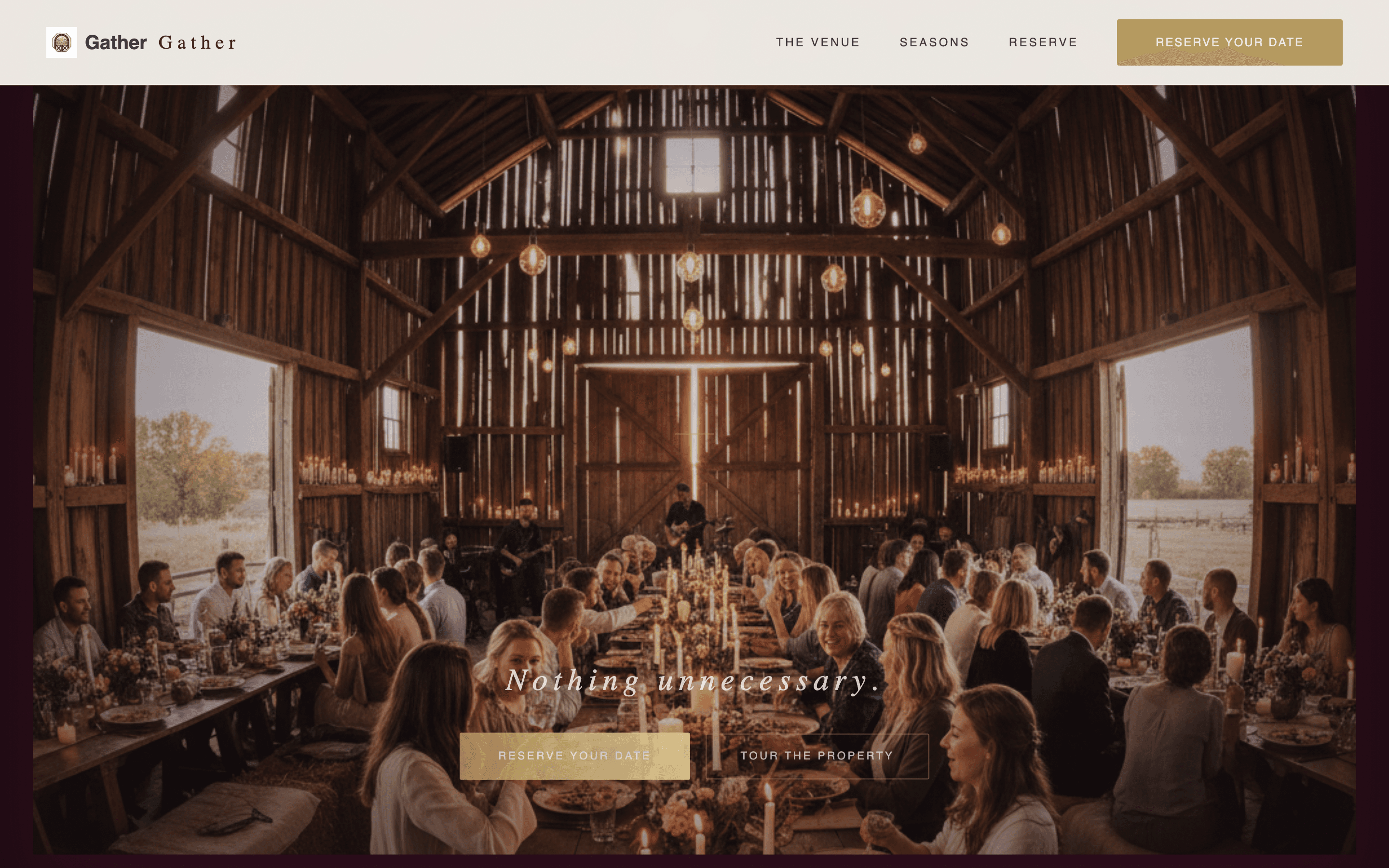 Gather - Enchanting Barnvenue Landing Page Template