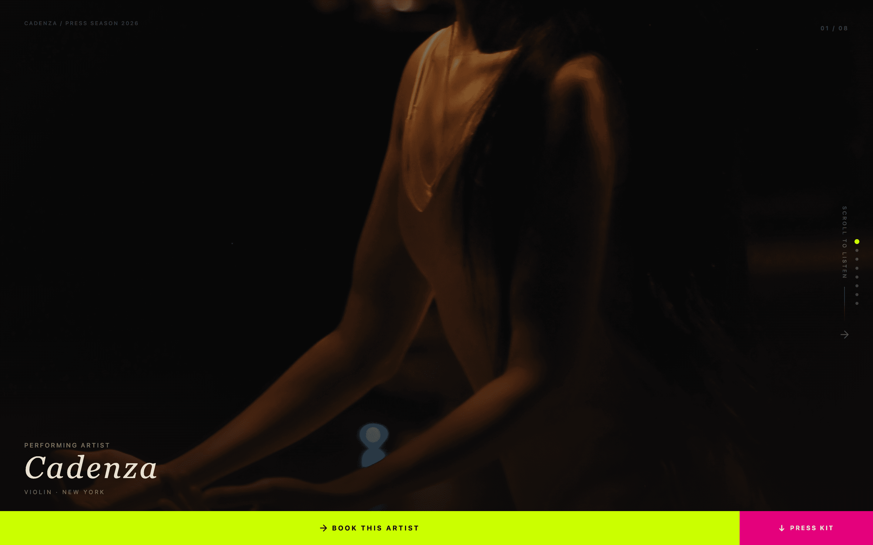 Cadenza — Musician Portfolio Landing Page Template