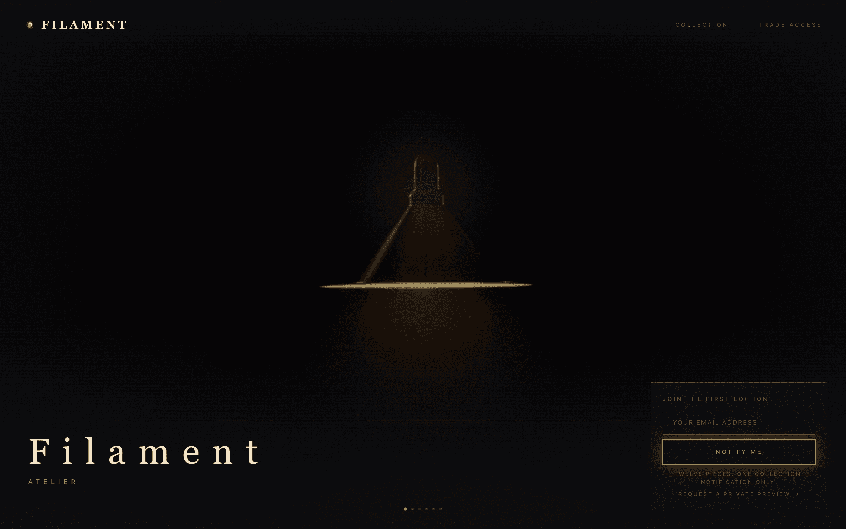 Filament - Luminous Atelier Landing Page Template