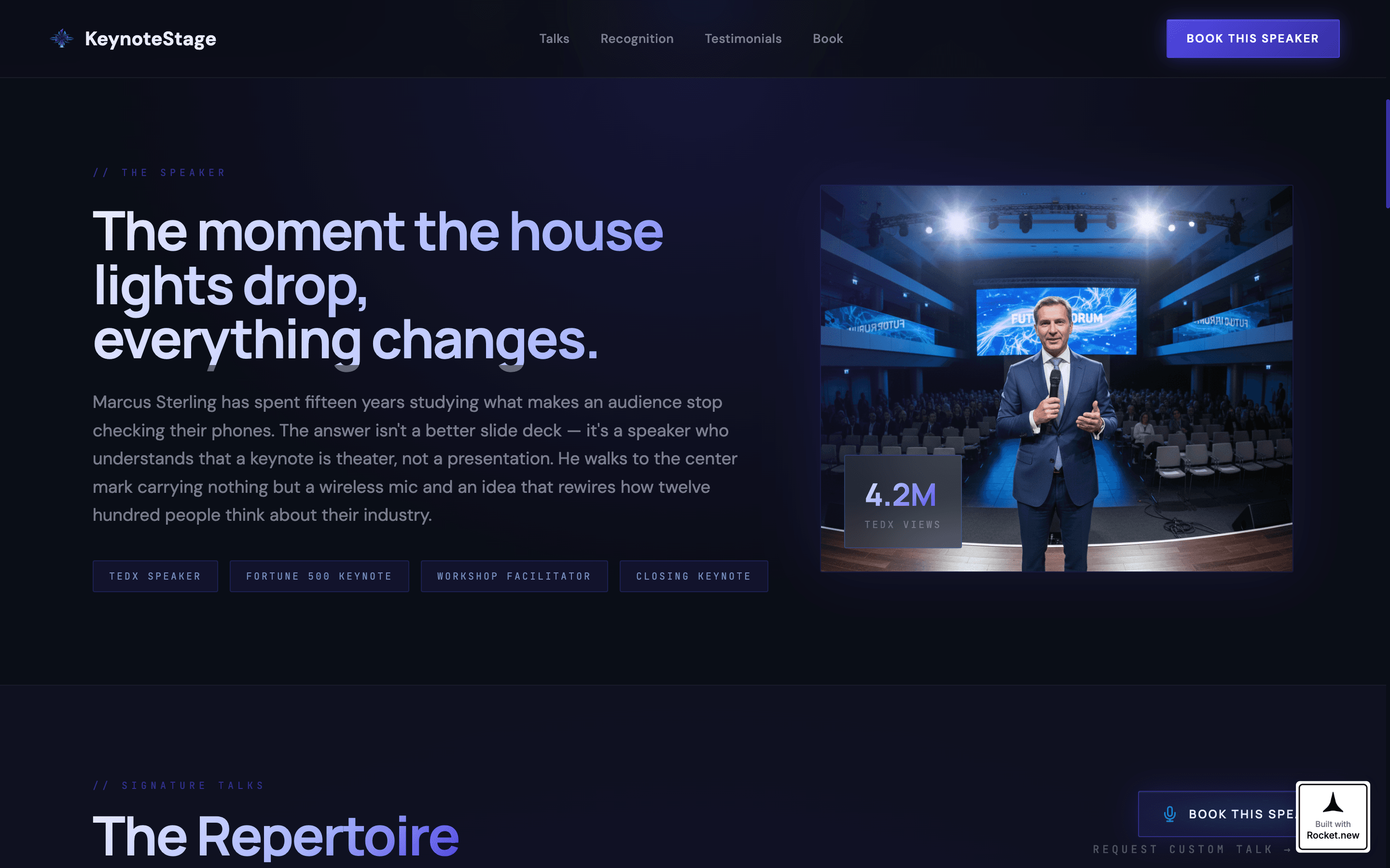 Keynote — Influential Public Speaker Landing Page Template