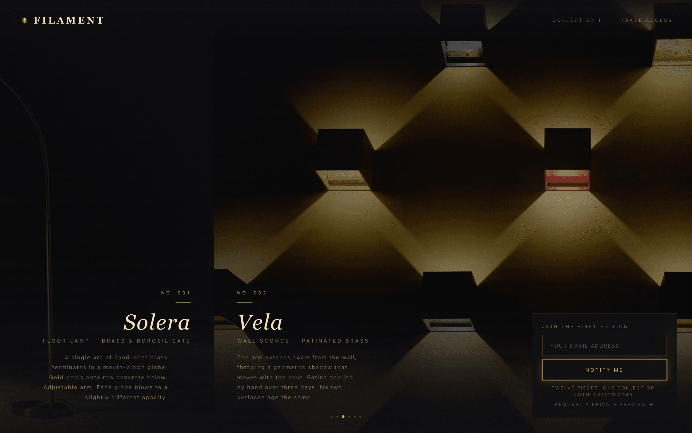 Filament - Luminous Atelier Landing Page Template