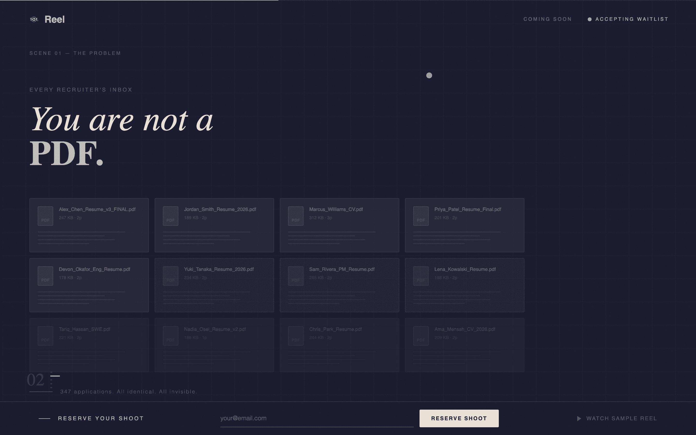 Reel - Cinematic Techprofessional Landing Page Template