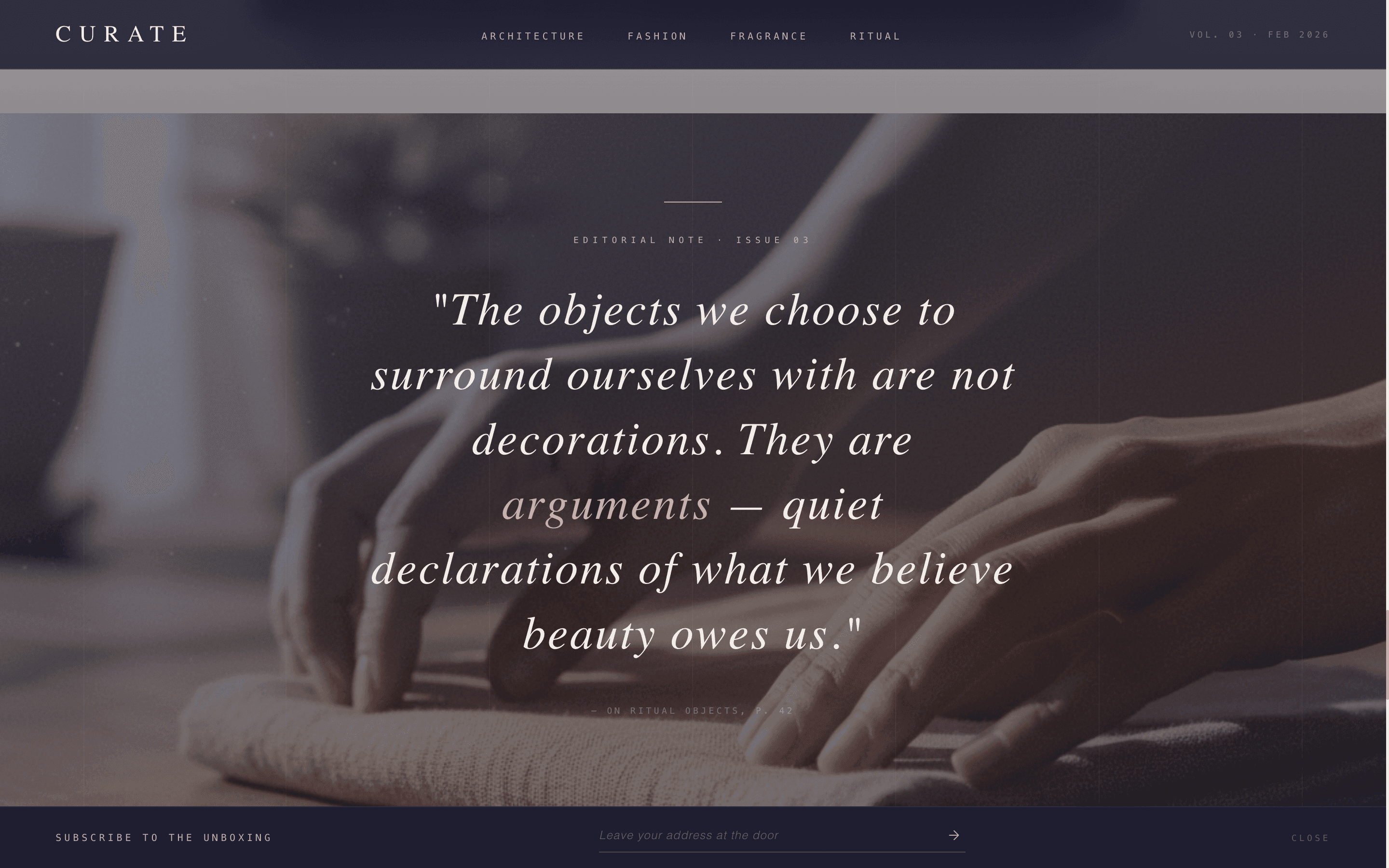 Curate - Avantgarde Lifestyle Landing Page Template