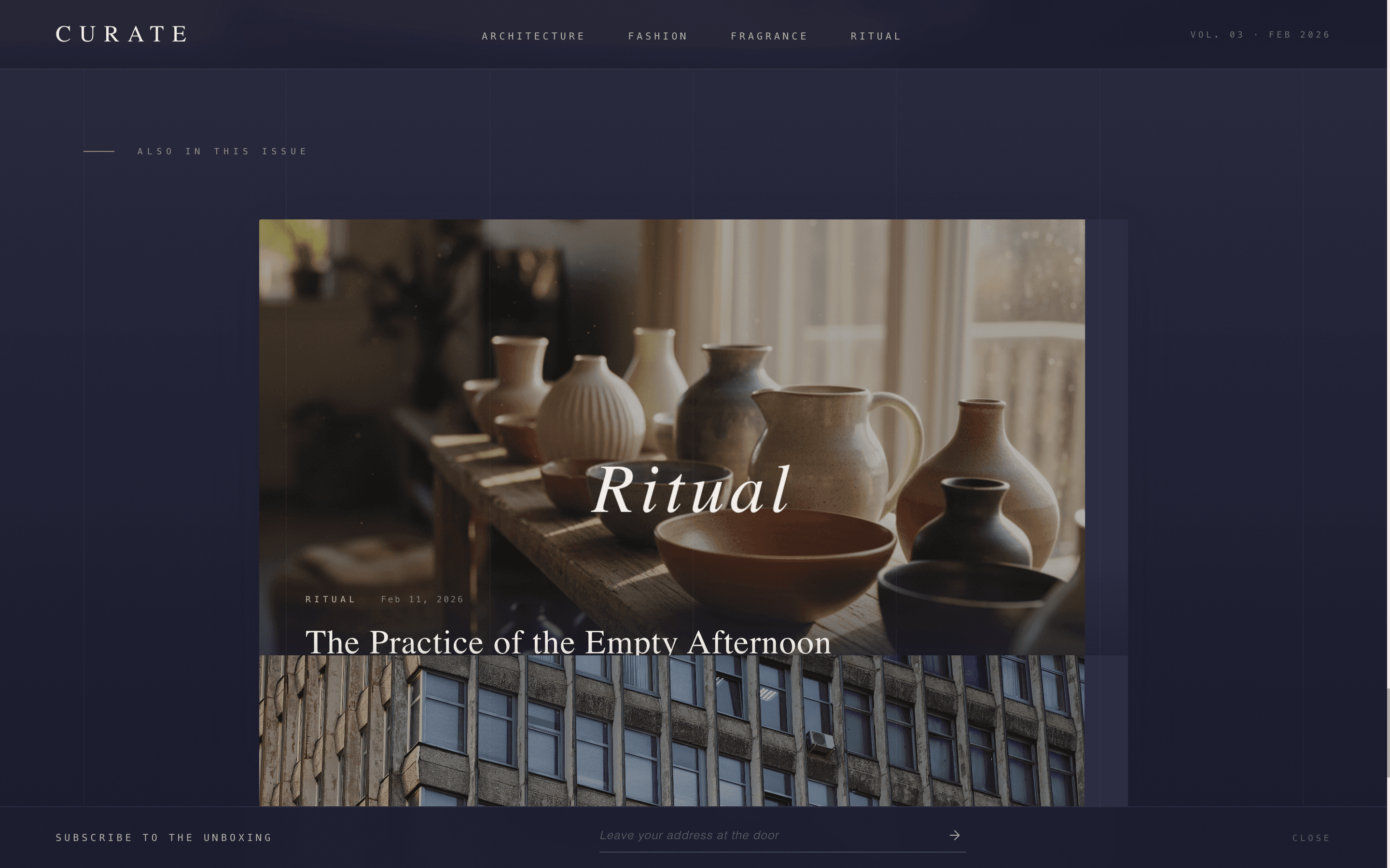 Curate - Avantgarde Lifestyle Landing Page Template