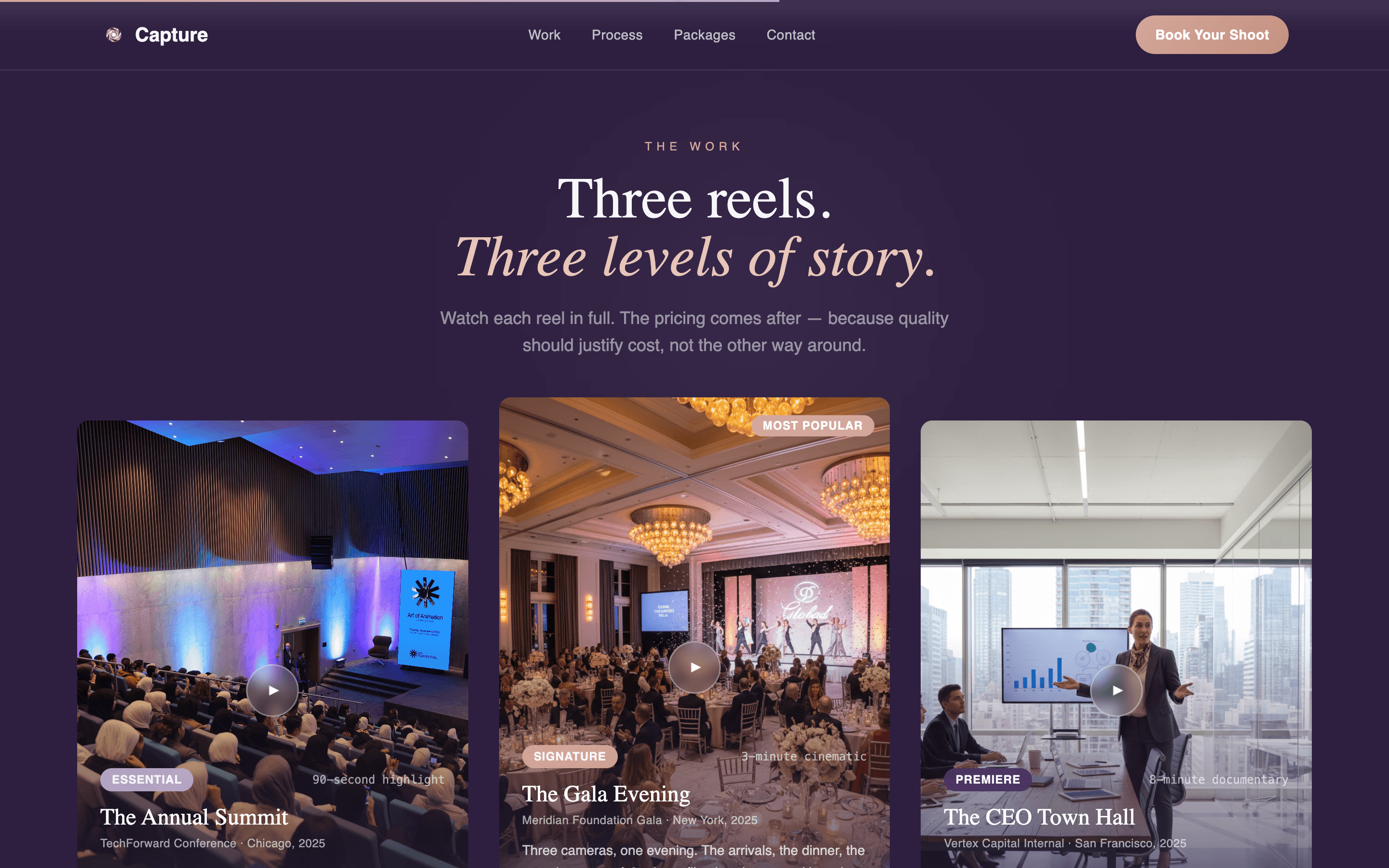 Corporate Event Videography Premium Booking Website Template