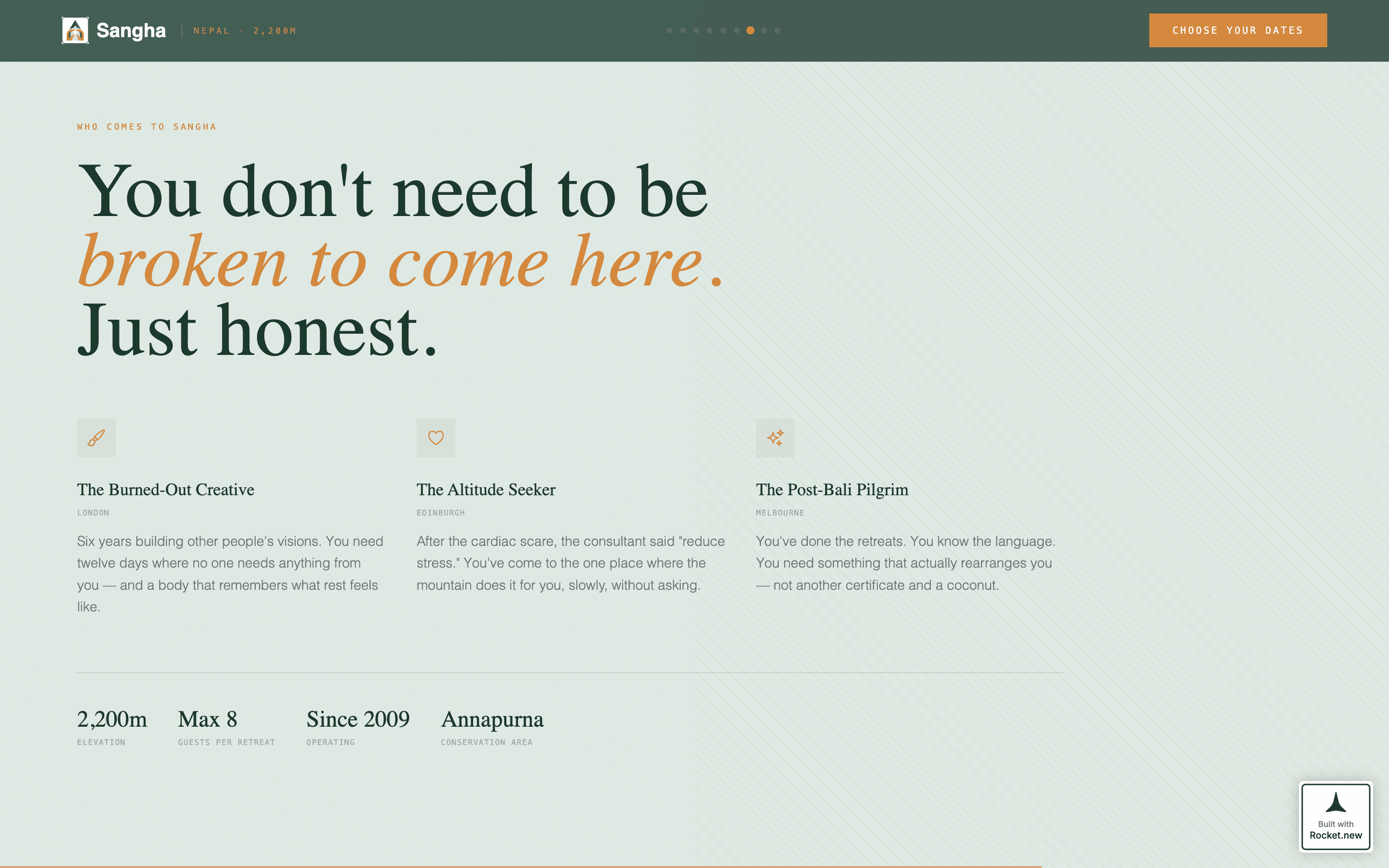 Sangha - Transformative Wellness Landing Page Template