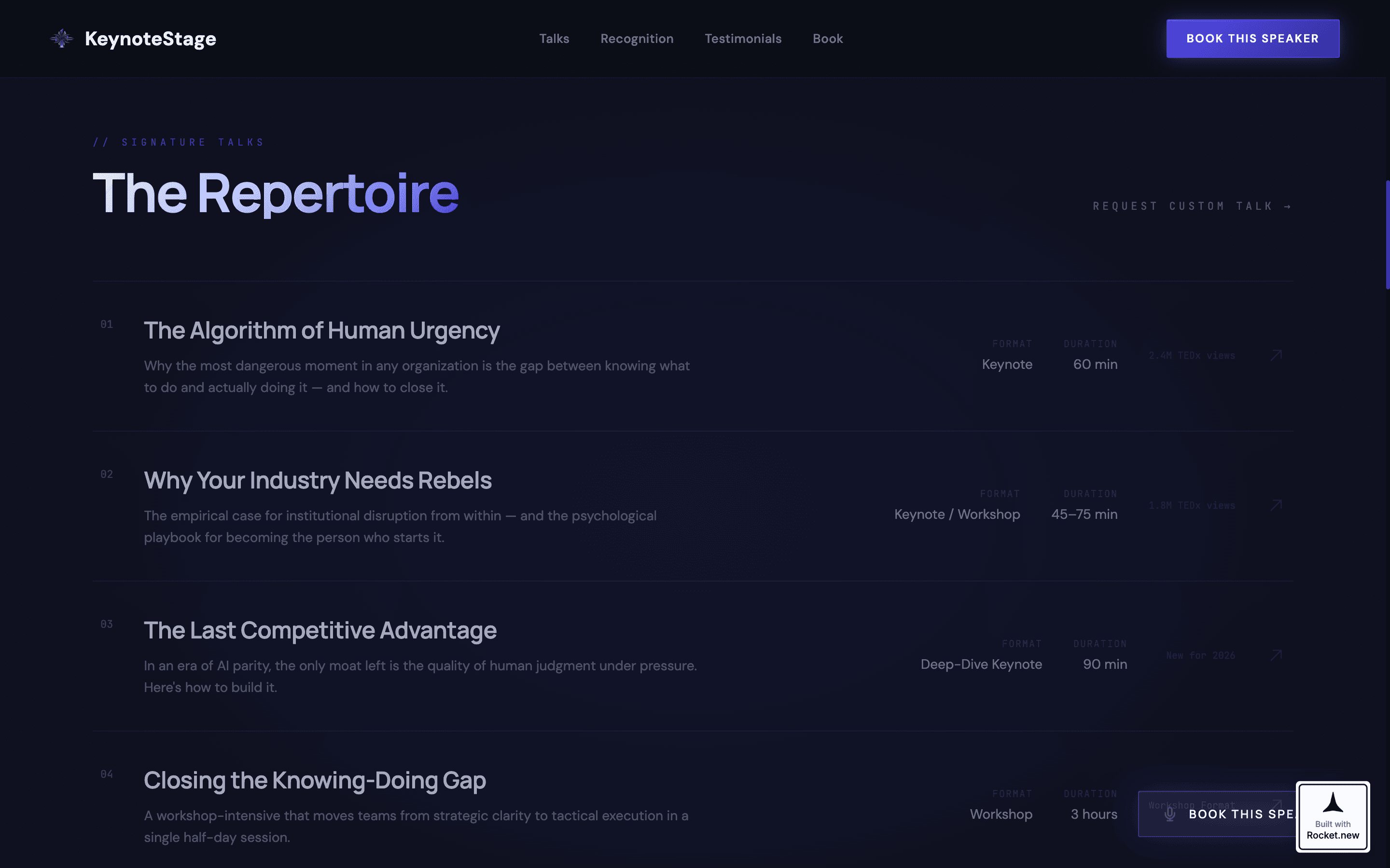 Keynote — Influential Public Speaker Landing Page Template