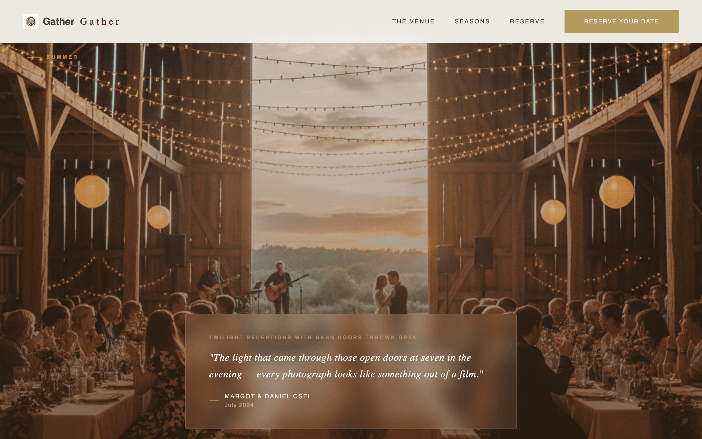 Gather - Enchanting Barnvenue Landing Page Template