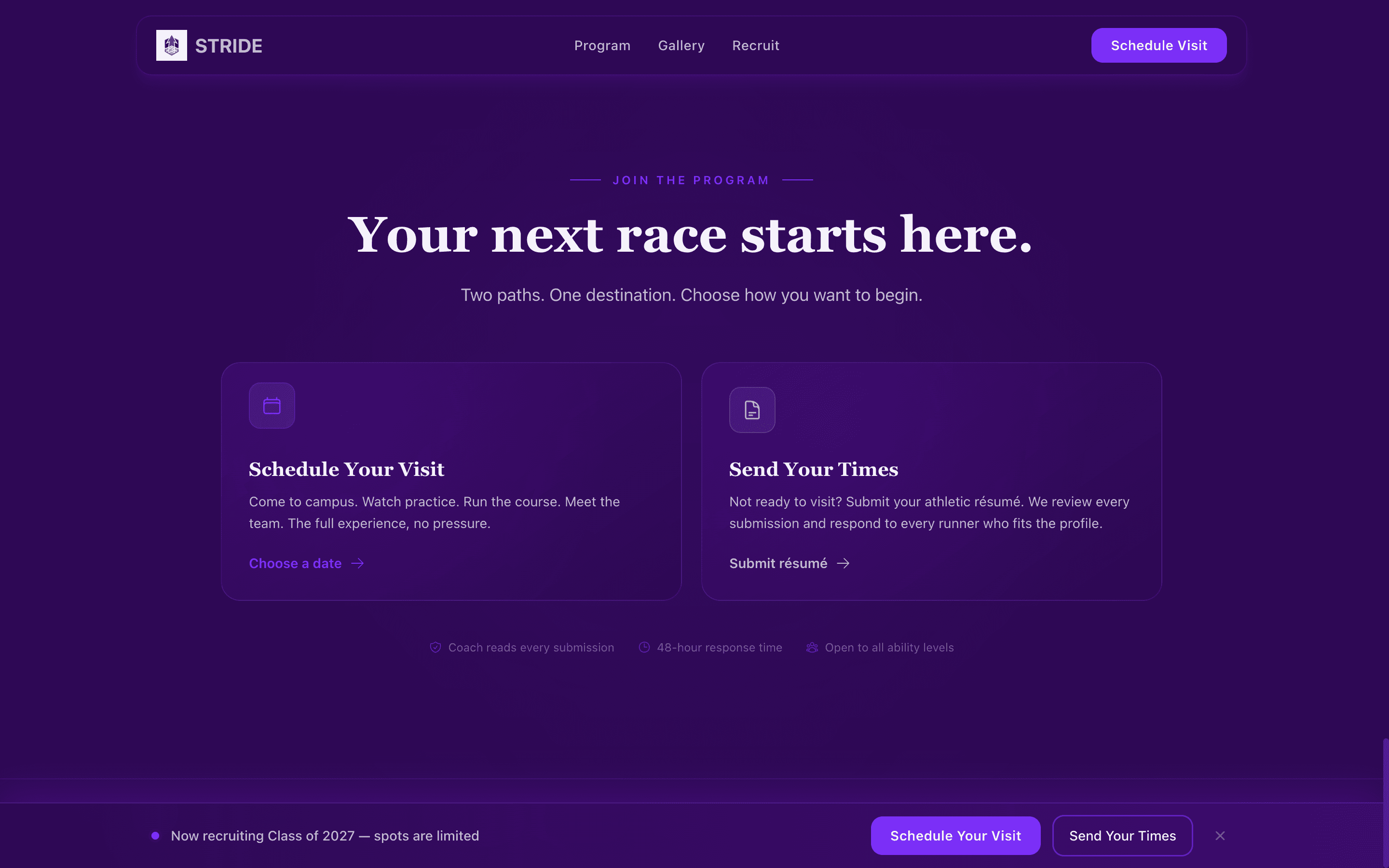 Stride - Electrifying Crosscountry Landing Page Template
