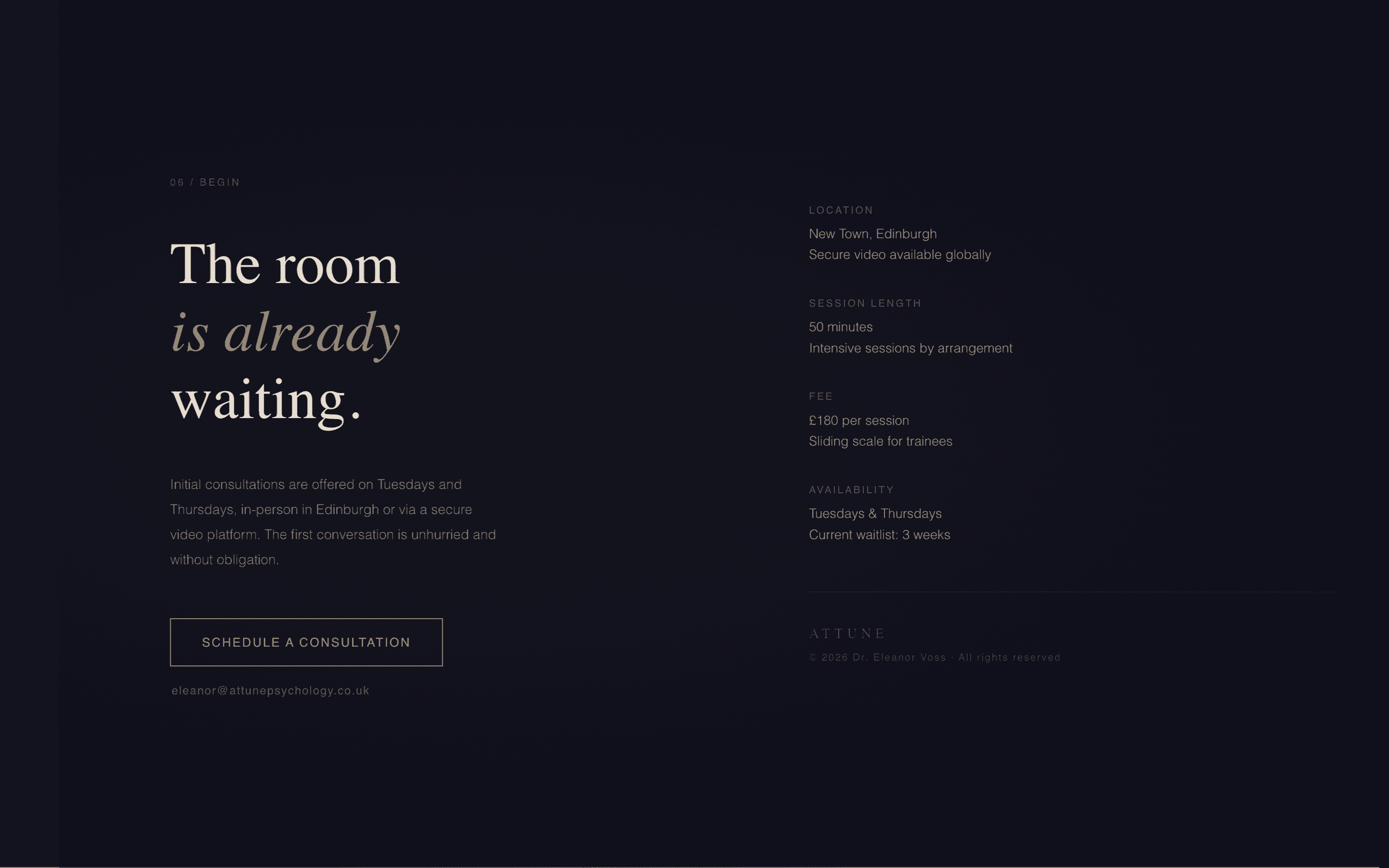Attune - Immersive Psychologist Landing Page Template