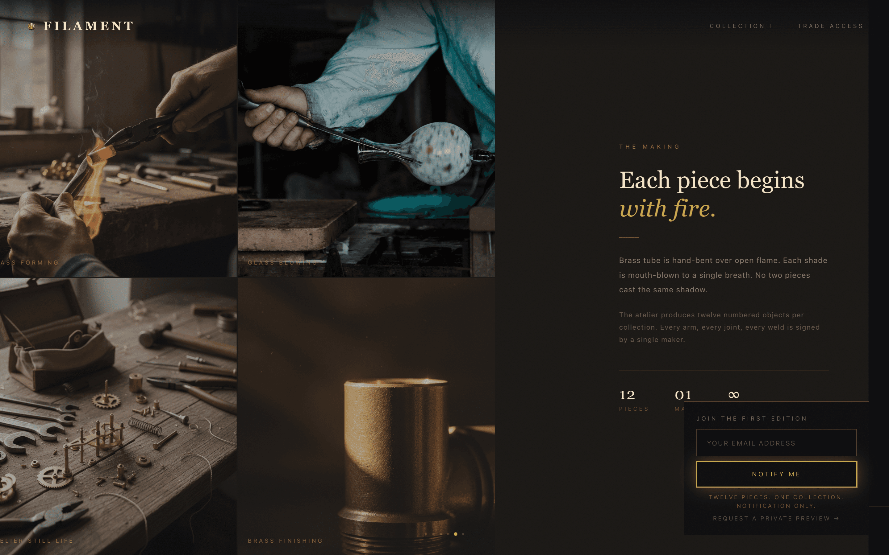 Filament - Luminous Atelier Landing Page Template