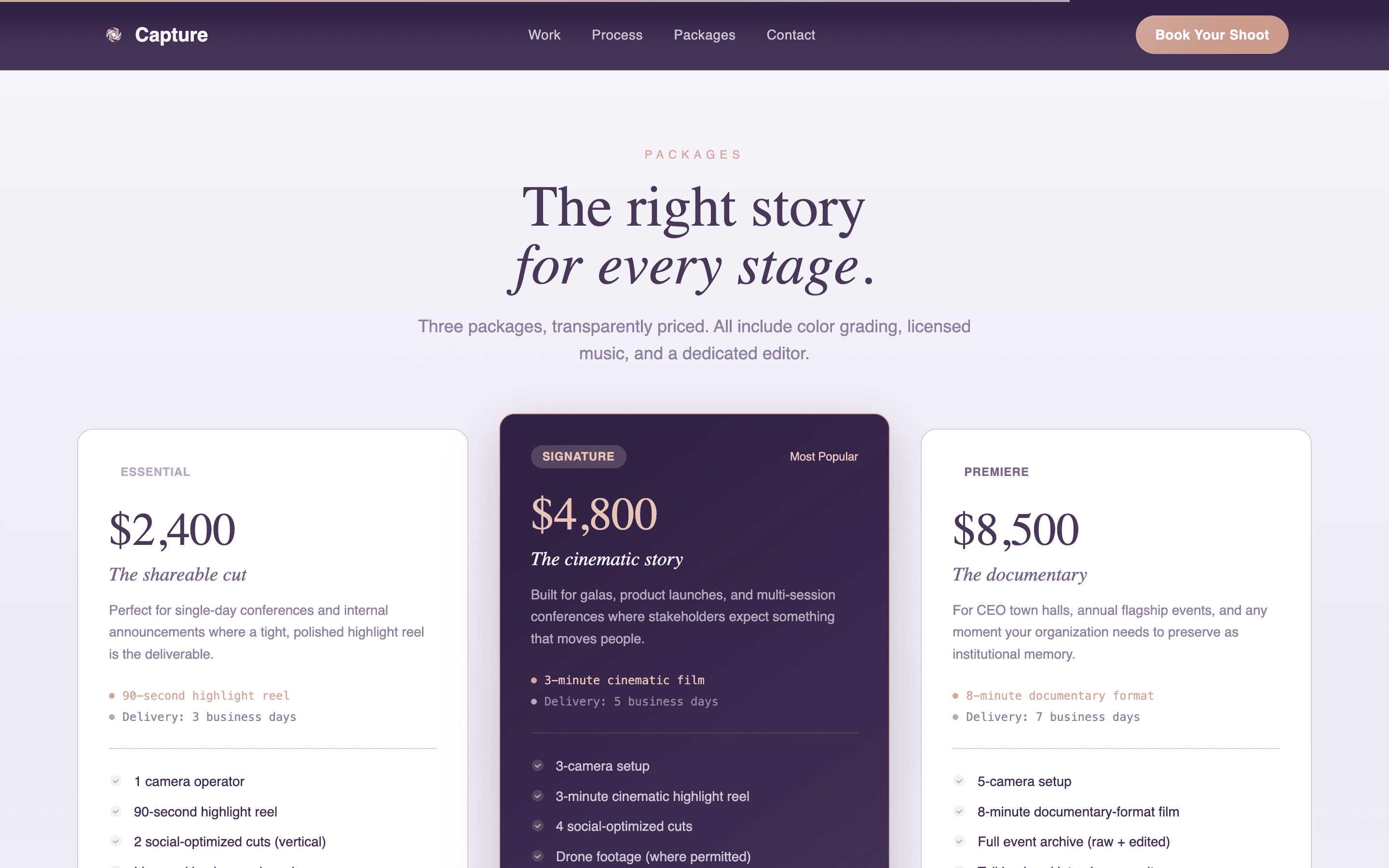Corporate Event Videography Premium Booking Website Template