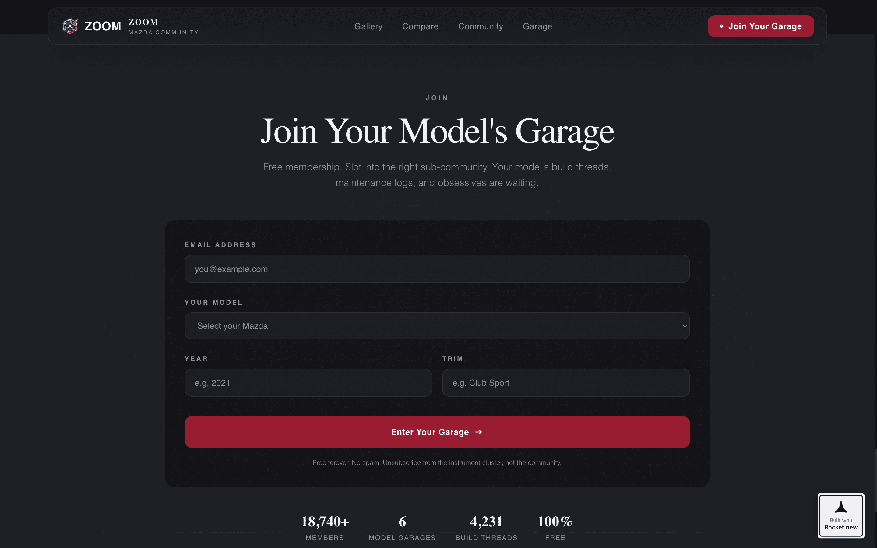 Zoom - Dynamic Mazda Community Landing Page Template