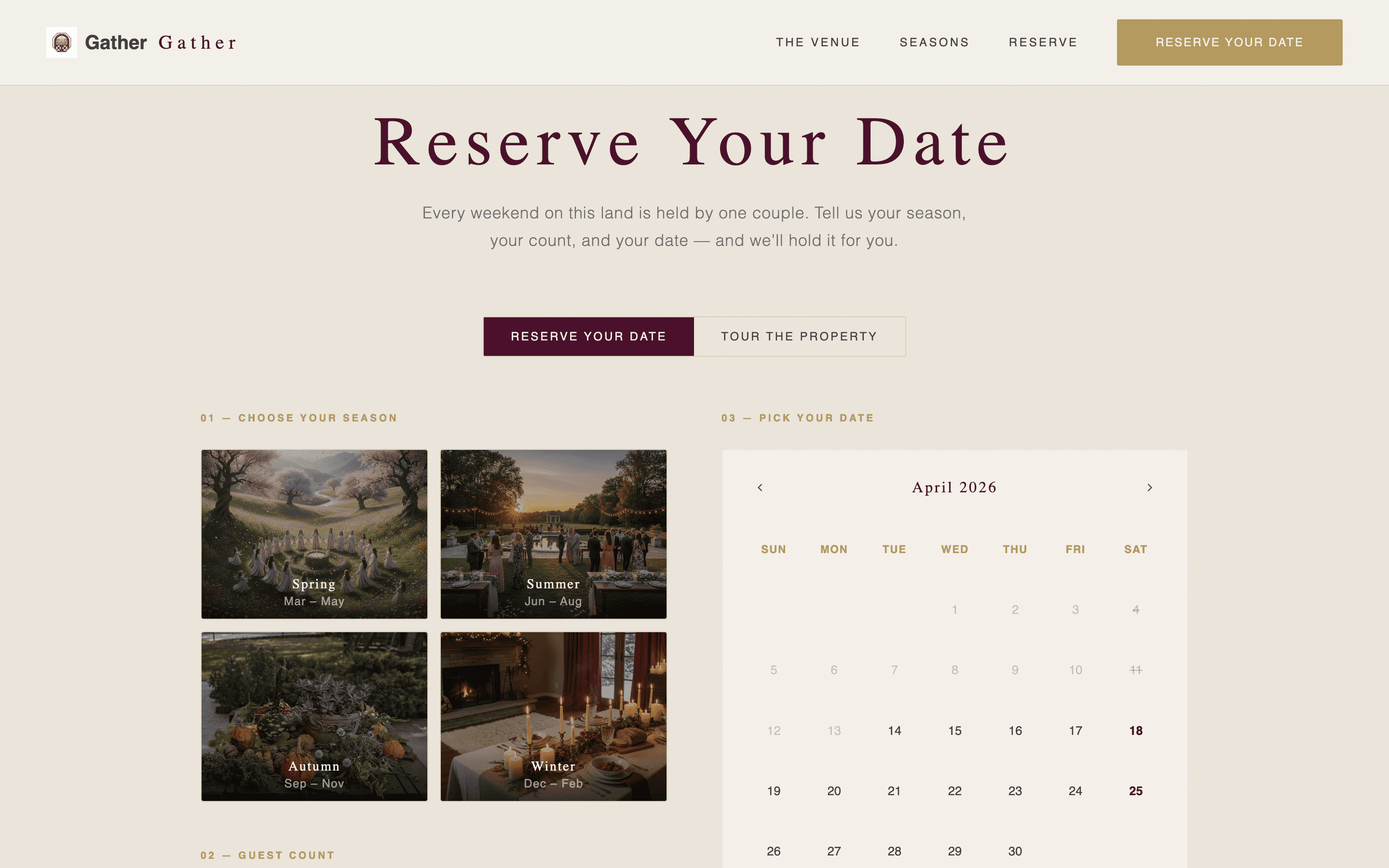 Gather - Enchanting Barnvenue Landing Page Template