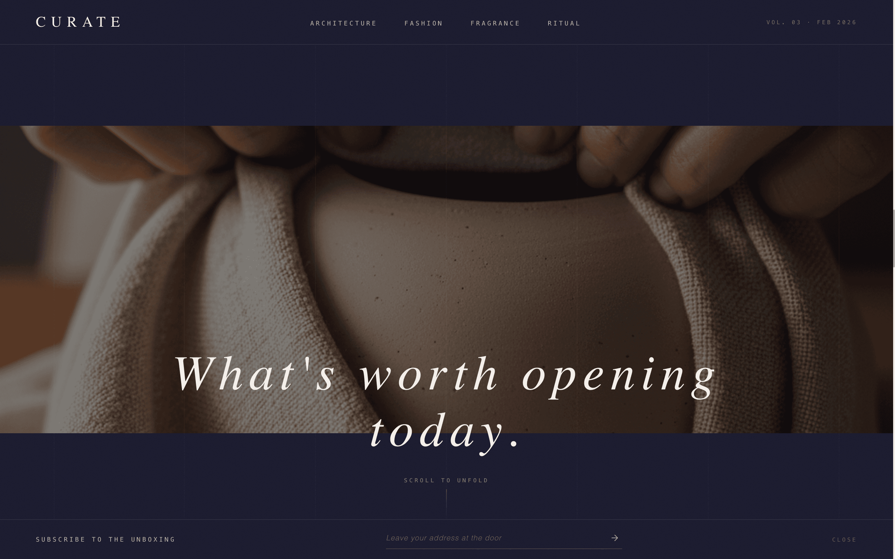 Curate - Avantgarde Lifestyle Landing Page Template