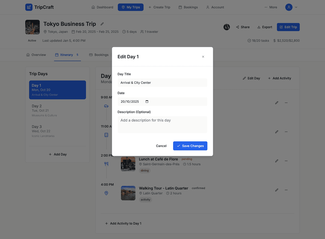 Travel Itinerary Builder - DhiWise Image 1