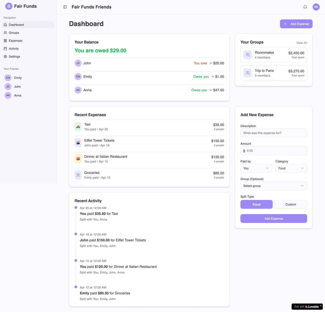 Bill splitting app - Lovable Image 3