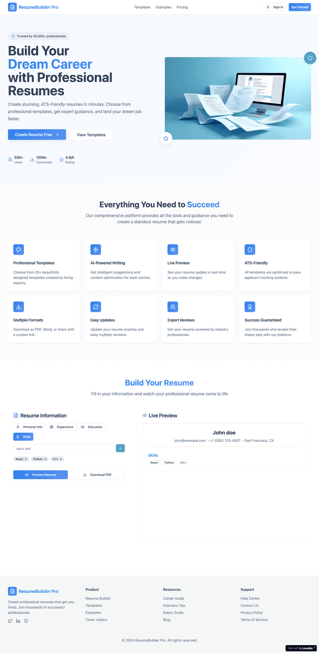 Resume Builder - Lovable Image 1