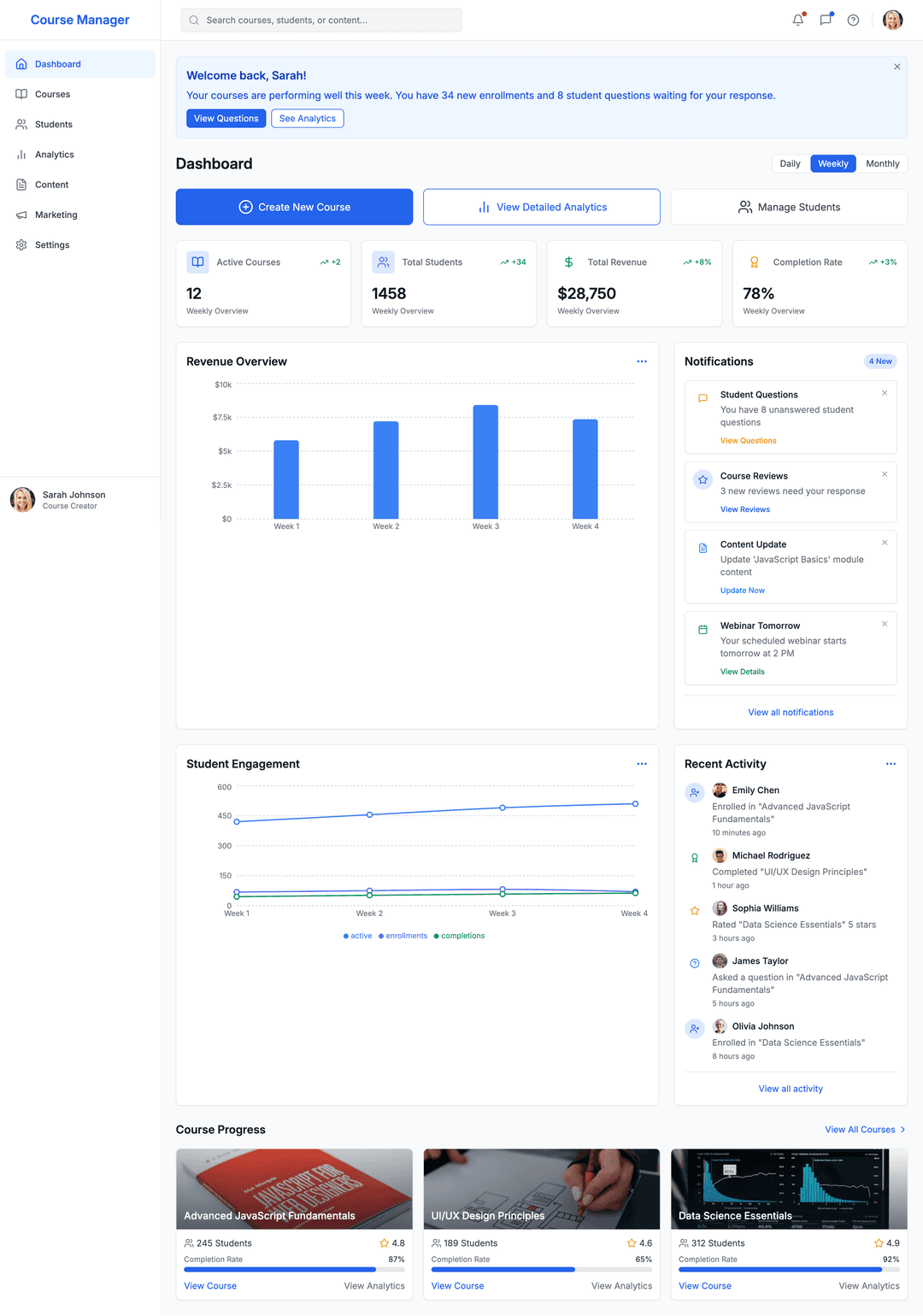 Online course platform - DhiWise Image 1