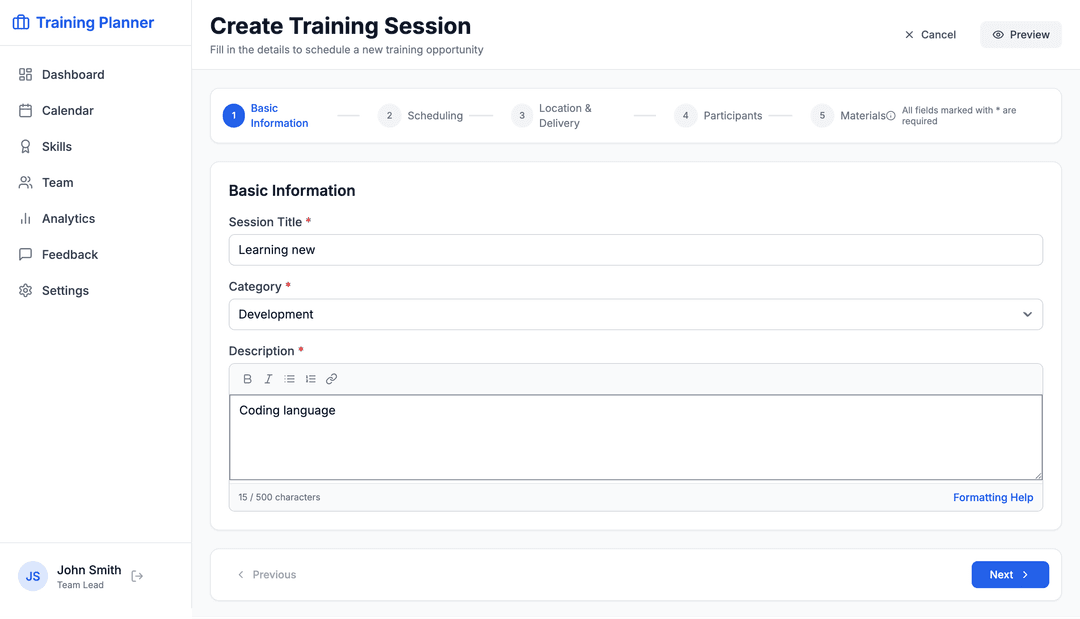 Training scheduler app - DhiWise Image 4
