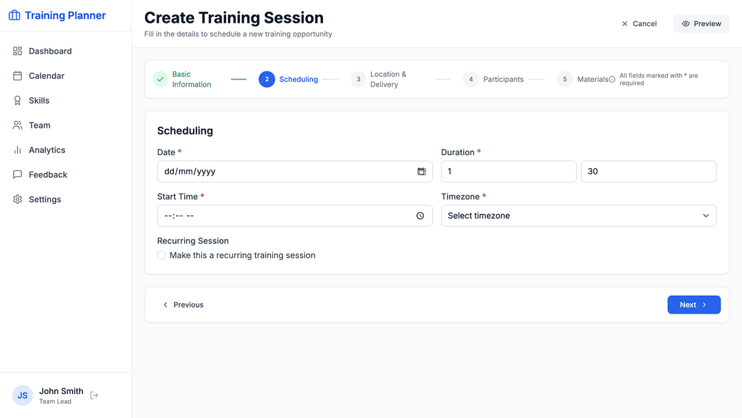 Training scheduler app - DhiWise Image 5