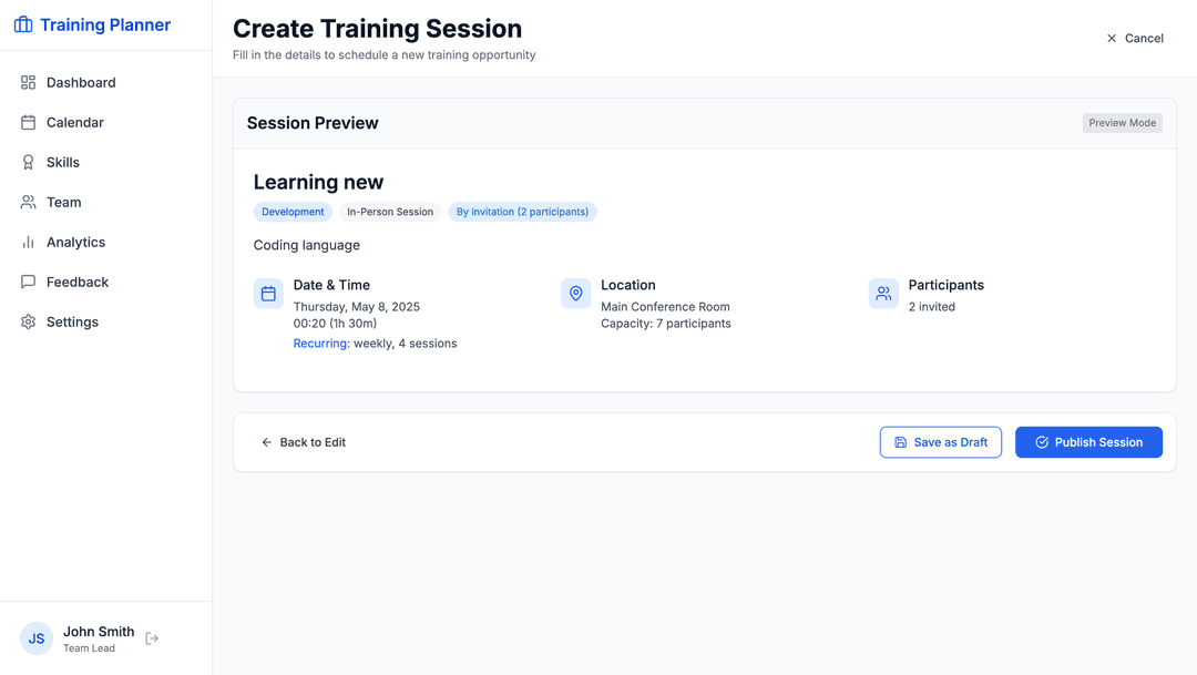 Training scheduler app - DhiWise Image 9