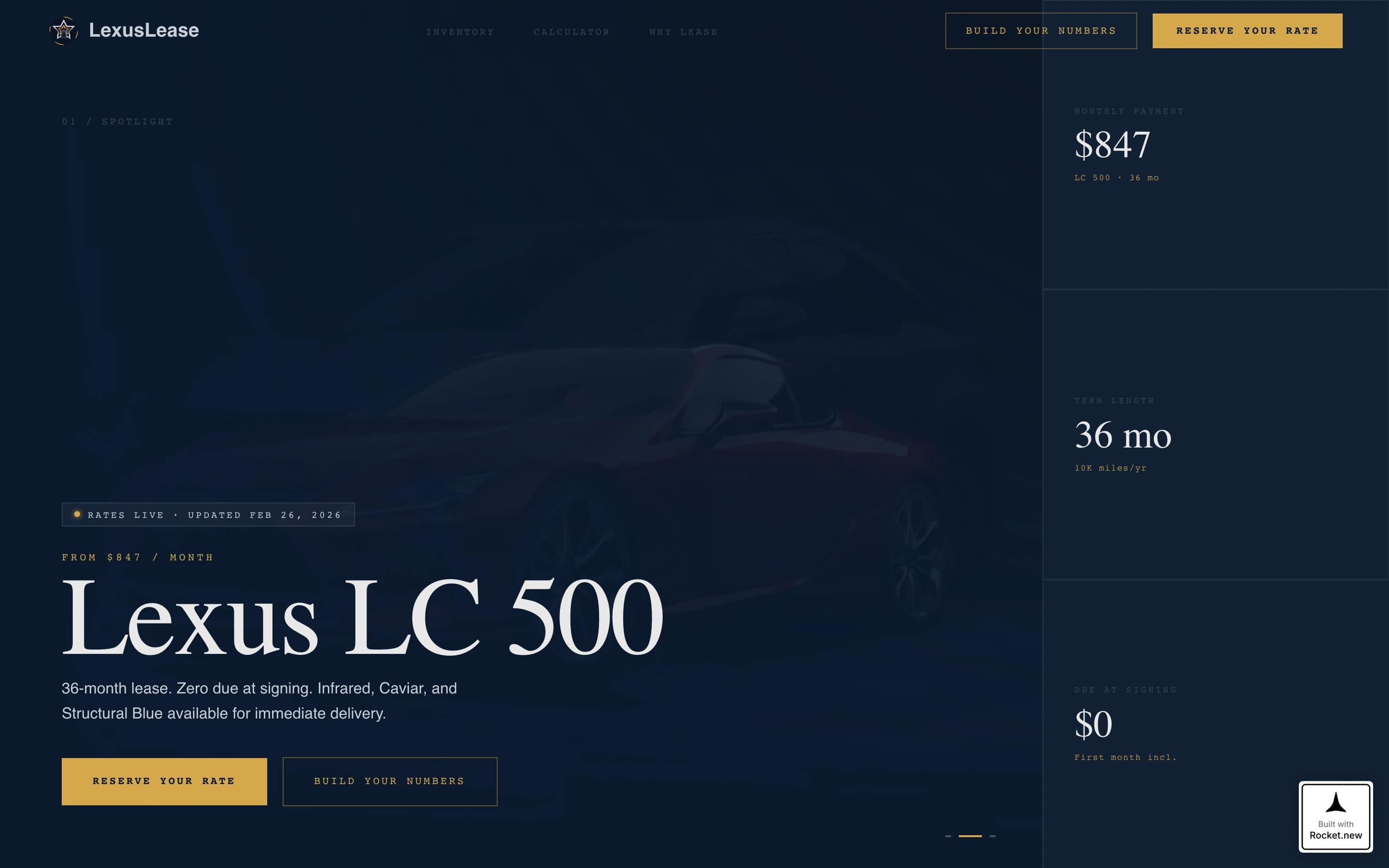 Lexus Lease - Precision Automotive Landing Page Template