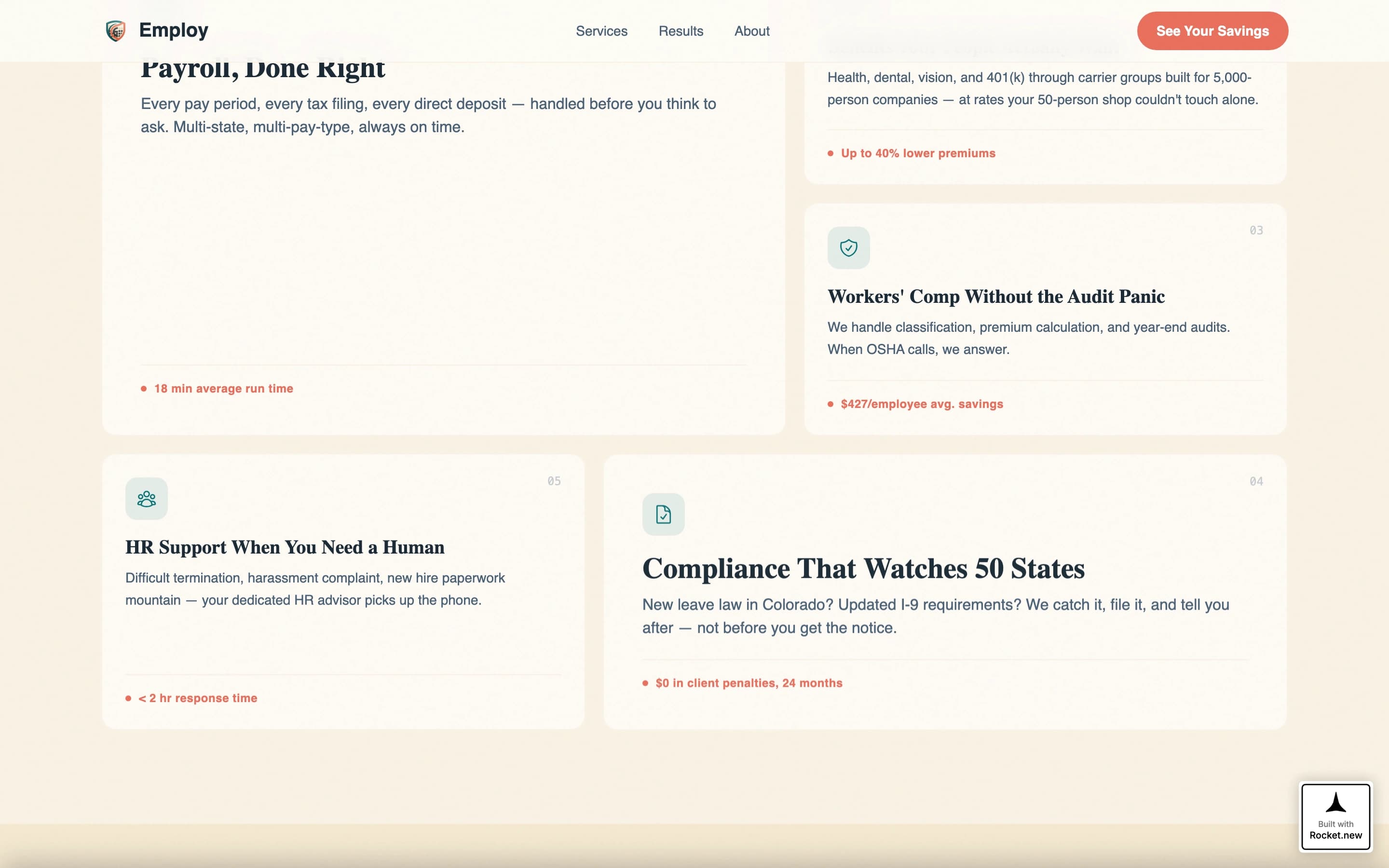 Employ - Trusted PEO Landing Page Template