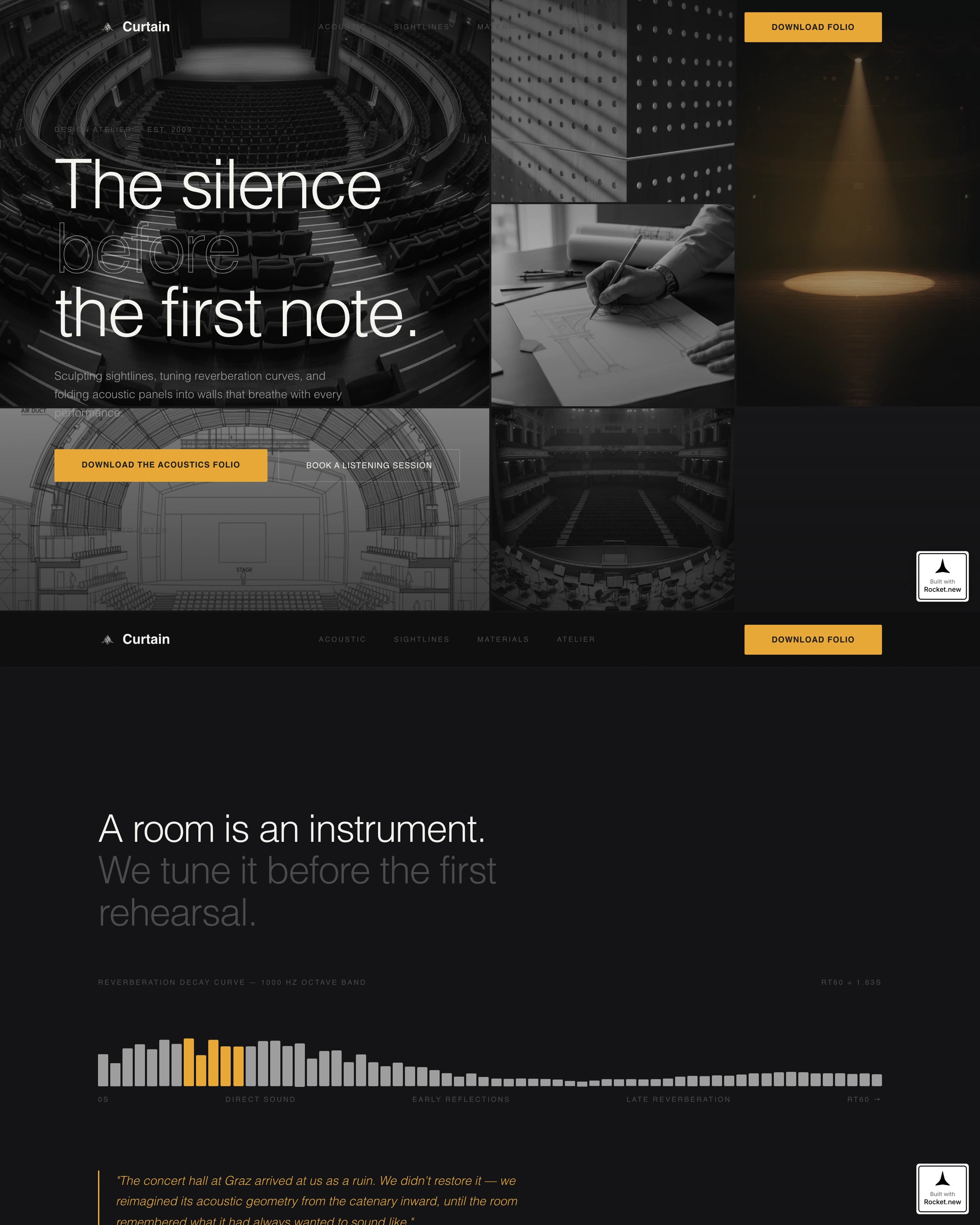 Curtain - Immersive Auditorium Landing Page Template