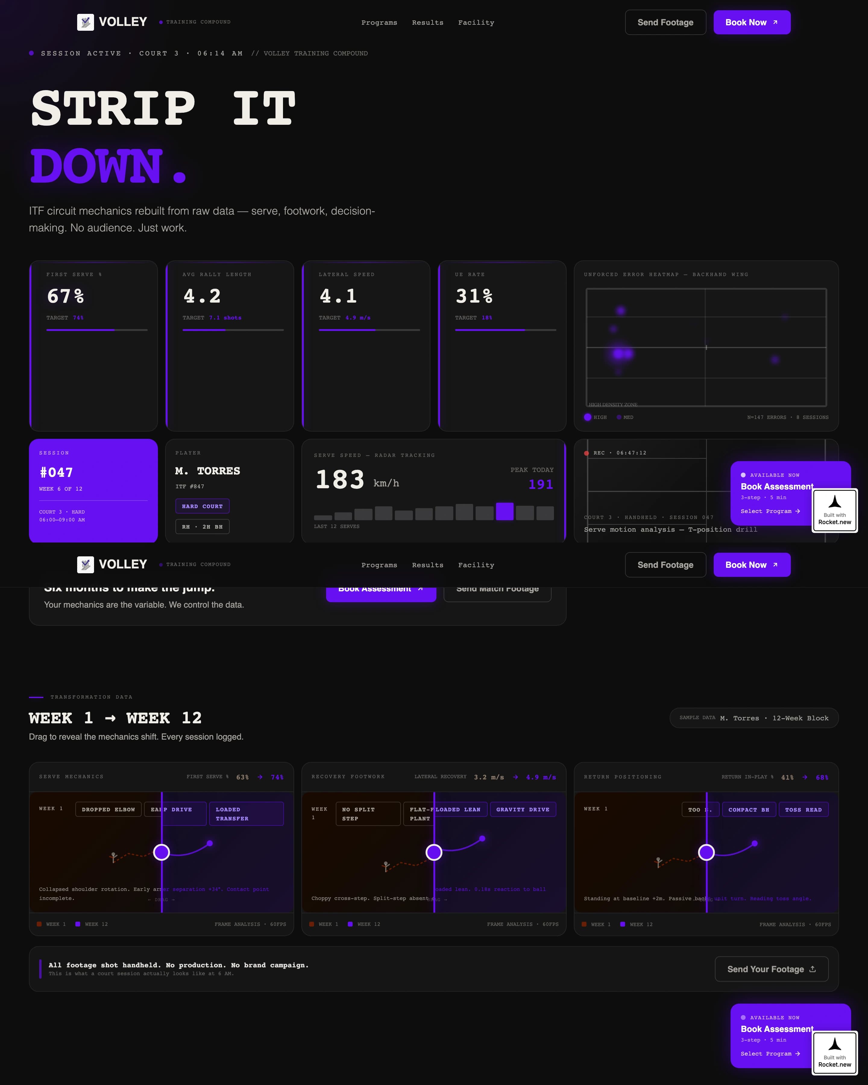 Volley — Dynamic Racquet Sports Landing Page Template