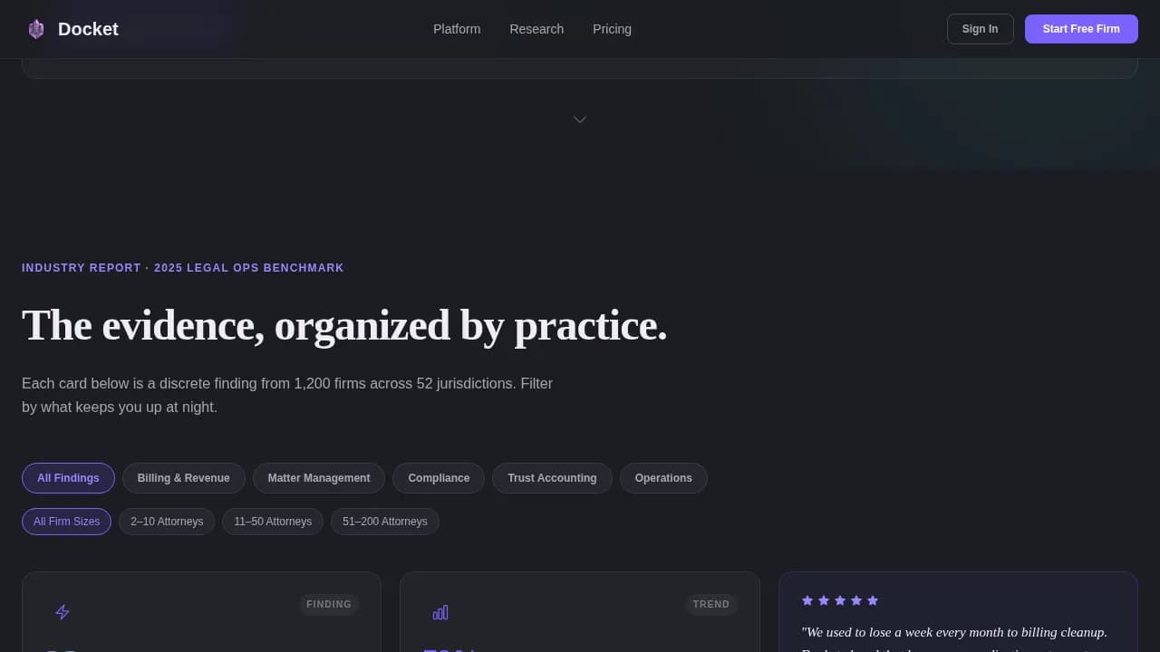 Docket — Comprehensive Legal ERP Landing Page Template