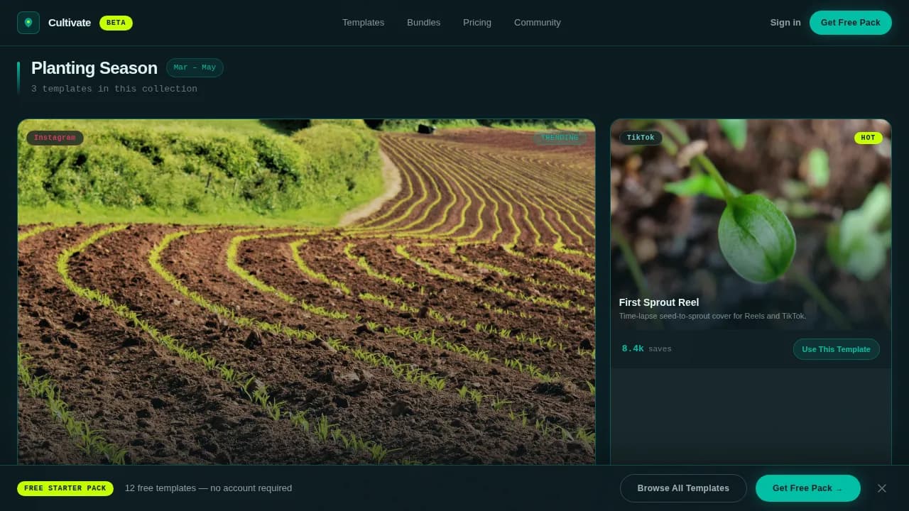 Cultivate — Bold Agriculture Marketing Landing Page Template
