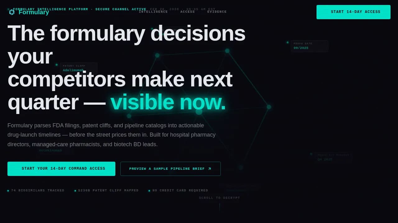 Formulary — Pharmaceutical Comparison Landing Page Template