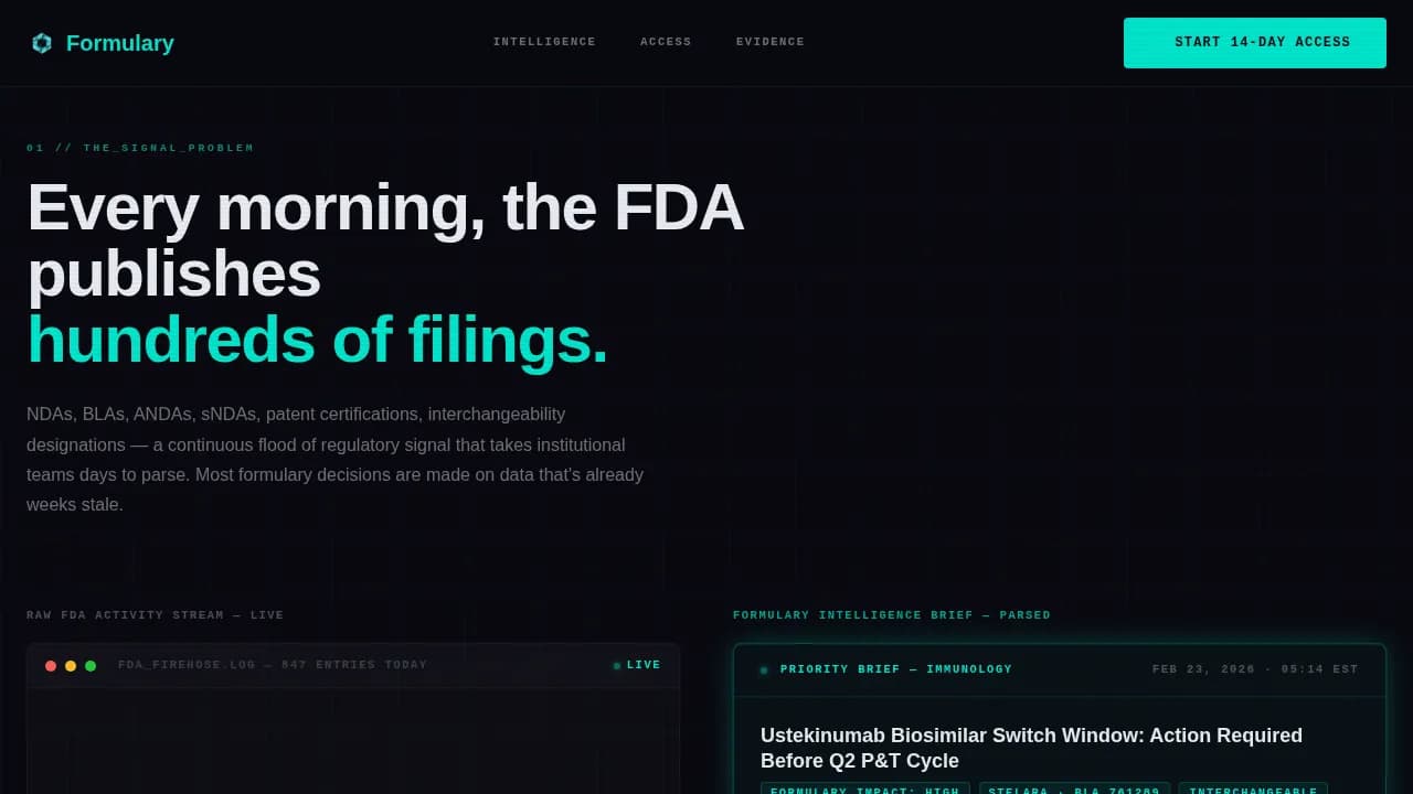 Formulary — Pharmaceutical Comparison Landing Page Template