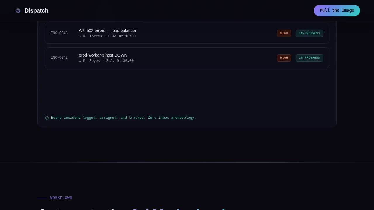 Dispatch - Self-Hosted ITSM Infrastructure Landing Page Template
