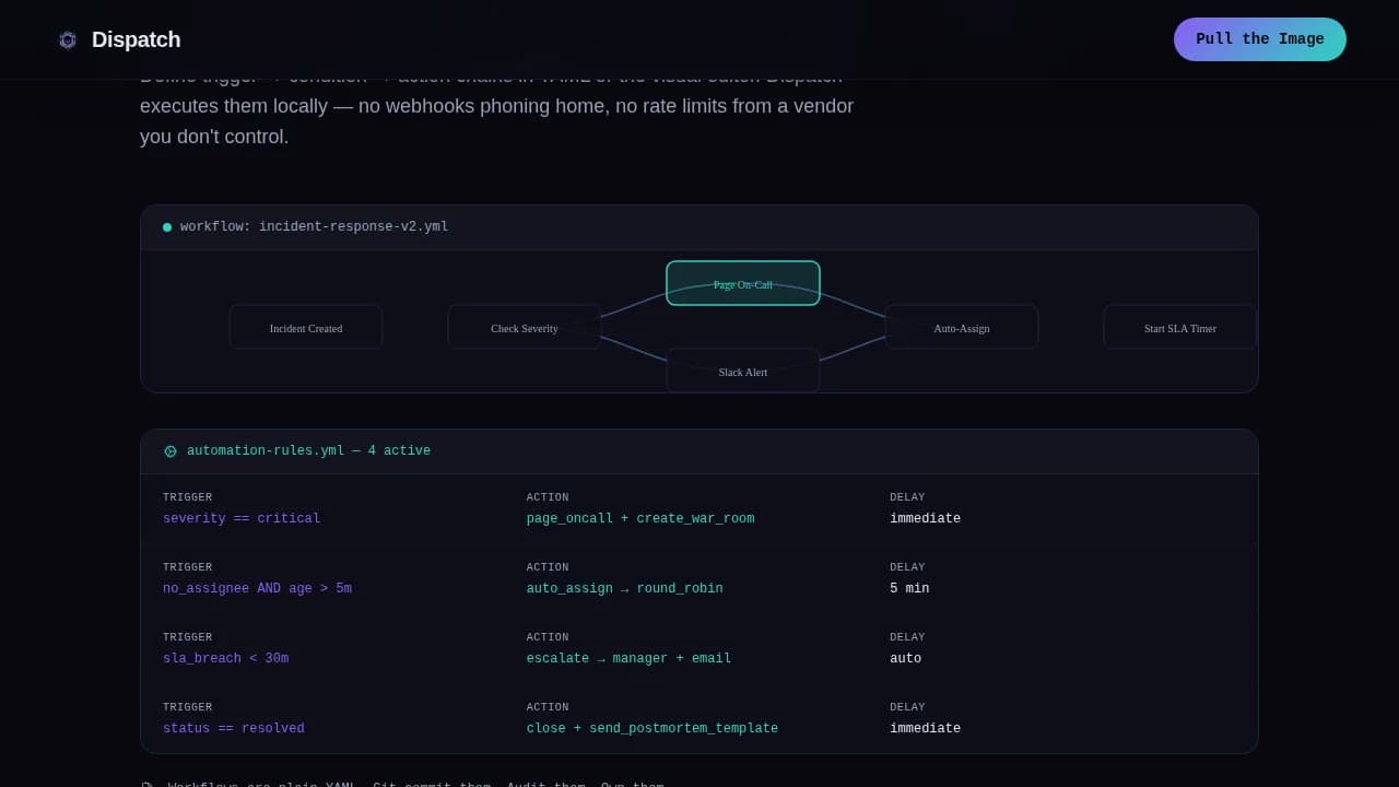 Dispatch - Self-Hosted ITSM Infrastructure Landing Page Template