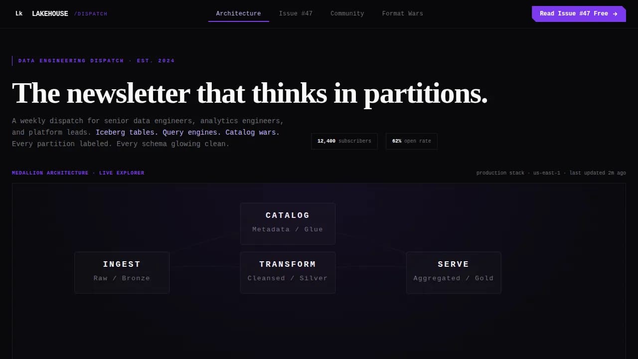 Data Lakehouse Technology Reviews Website Template