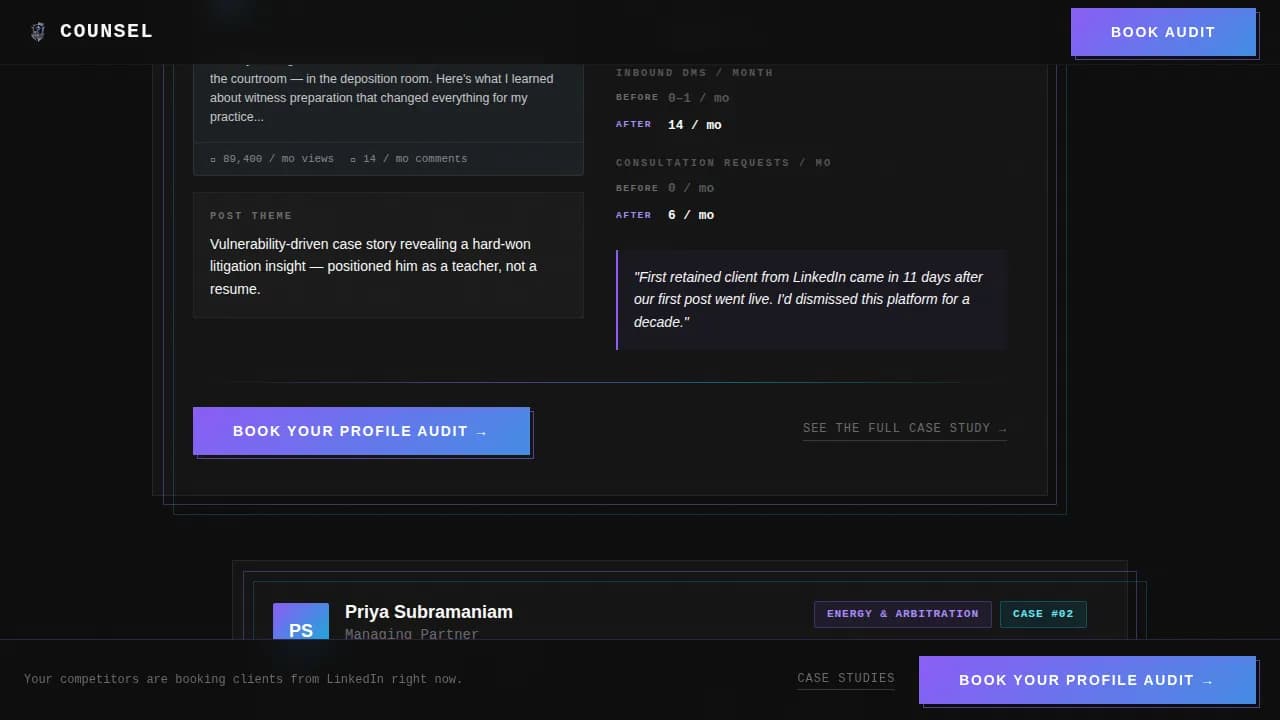 Optimize — Lawyer LinkedIn Profile Landing Page Template
