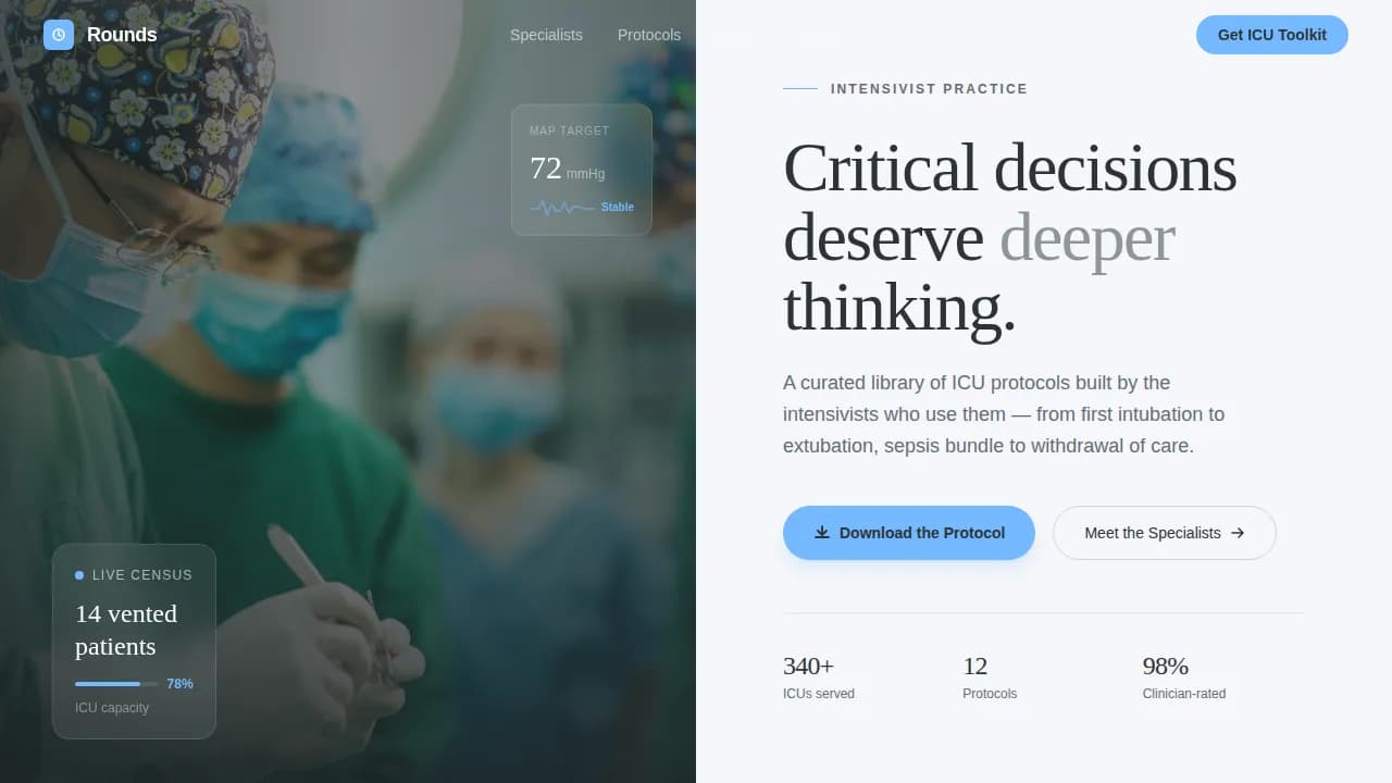 Intensivist & Critical Care Practice Website Template